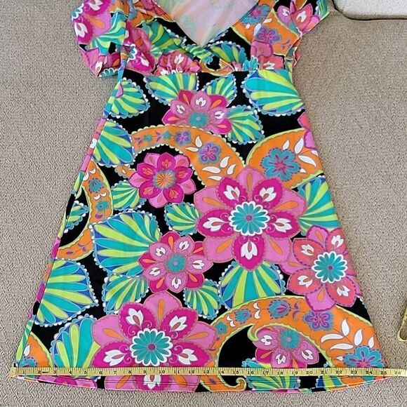 Spunk Wear Bright Retro Floral Flower Athletic Activewear Dress - Size Small - Picture 9 of 15